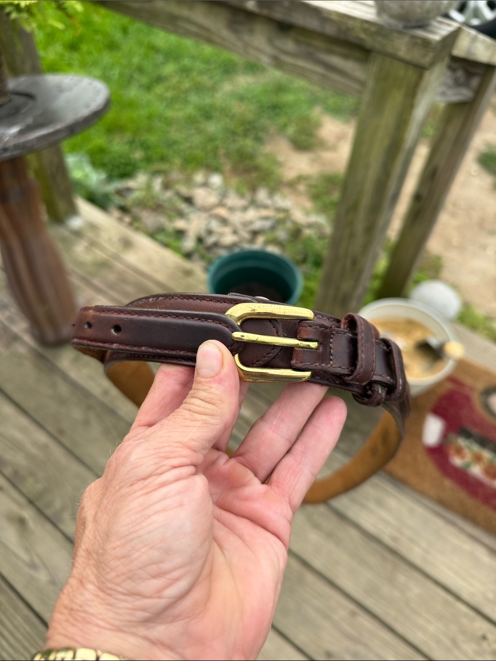 Brighton Dark Brown Leather Belt with Brass Double Buckle